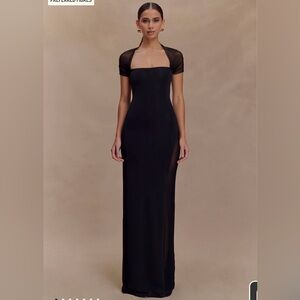 NWT - Meshki Black Maxi Dress with Mesh Detailing